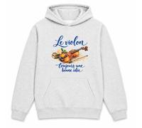 Planetee Sweat à Capuche Le Violon, Toujours Une Bonne idée | Hoodie en Molleton Gratté 280 g/m² Gris Chiné avec Poche Kangourou | Unisexe XS à 5XL | Cadeau Violoniste Anniversaire