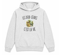 Planetee Sweat à Capuche Les Deux-Sèvres c’est la Vie | Hoodie en Molleton Gratté 280 g/m² Gris Chiné avec Poche Kangourou | Unisexe XS à 5XL | Cadeau Anniversaire