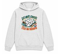 Planetee Sweat à Capuche Les Mots croisés C'est ma thérapie | Hoodie en Molleton Gratté 280 g/m² Gris Chiné avec Poche Kangourou | Unisexe Taille M | Cadeau Anniversaire