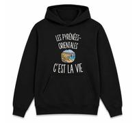 Planetee Sweat à Capuche Les Pyrénées-Orientales c’est la Vie | Hoodie en Molleton Gratté 280 g/m² Noir avec Poche Kangourou | Unisexe XS à 5XL | Cadeau Anniversaire