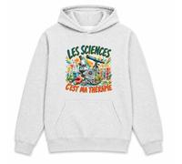 Planetee Sweat à Capuche Les Sciences C'est ma thérapie | Hoodie en Molleton Gratté 280 g/m² Gris Chiné avec Poche Kangourou | Unisexe Taille L | Cadeau Anniversaire