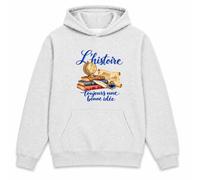 Planetee Sweat à Capuche L'histoire, Toujours Une Bonne idée | Hoodie en Molleton Gratté 280 g/m² Gris Chiné avec Poche Kangourou | Unisexe XS à 5XL | Cadeau Historien Historienne Anniversaire
