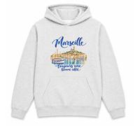 Planetee Sweat à Capuche Marseille, Toujours Une Bonne idée | Hoodie en Molleton Gratté 280 g/m² Gris Chiné avec Poche Kangourou | Unisexe XS à 5XL | Cadeau Marseillais Marseillaise Anniversaire