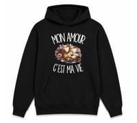 Planetee Sweat à Capuche Mon Amour C'est ma Vie | Hoodie en Molleton Gratté 280 g/m² Noir avec Poche Kangourou | Unisexe XS à 5XL | Cadeau Amoureux Amoureuse Anniversaire