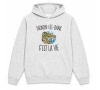 Planetee Sweat à Capuche Thonon-Les-Bains c’est la Vie | Hoodie en Molleton Gratté 280 g/m² Gris Chiné avec Poche Kangourou | Unisexe XS à 5XL | Cadeau Thononais Thononaise Anniversaire