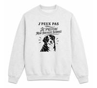 Planetee Sweat Gris Chiné J’Peux Pas Je préfère Mon Bouvier Bernois | Molleton Gratté 260 g/m² Col Rond Unisexe XS à 5XL | Pull Sweatshirt Hiver Quotidien