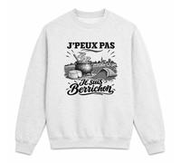 Planetee Sweat Gris Chiné J’Peux Pas Je suis Berrichon | Molleton Gratté 260 g/m² Col Rond Unisexe XS à 5XL | Pull Sweatshirt Hiver Quotidien | Cadeau Homme Femme Anniversaire Noël