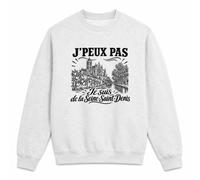 Planetee Sweat Gris Chiné J’Peux Pas Je suis de la Seine-Saint-Denis | Molleton Gratté 260 g/m² Col Rond Unisexe XS à 5XL | Pull Sweatshirt Hiver Quotidien | Cadeau Homme Femme Anniversaire Noël