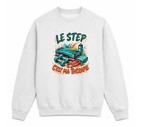 Planetee Sweat Gris Chiné Le Step C'est ma thérapie | Molleton Gratté 260 g/m² Col Rond Unisexe Taille XL | Pull Sweatshirt Hiver Quotidien | Cadeau Homme Femme Anniversaire Noël