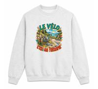Planetee Sweat Gris Chiné Le vélo C'est ma thérapie | Molleton Gratté 260 g/m² Col Rond Unisexe Taille M | Pull Sweatshirt Hiver Quotidien | Cadeau Homme Femme Anniversaire Noël