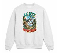 Planetee Sweat Gris Chiné Le VTT C'est ma thérapie | Molleton Gratté 260 g/m² Col Rond Unisexe Taille S | Pull Sweatshirt Hiver Quotidien | Cadeau Homme Femme Anniversaire Noël