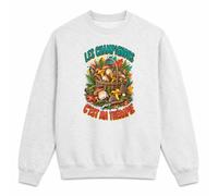 Planetee Sweat Gris Chiné Les Champignons C'est ma thérapie | Molleton Gratté 260 g/m² Col Rond Unisexe Taille M | Pull Sweatshirt Hiver Quotidien | Cadeau Homme Femme Anniversaire Noël