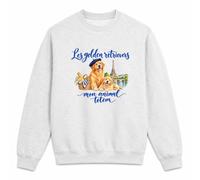 Planetee Sweat Gris Chiné Les Golden Retrievers, Mon Animal Totem | Molleton Gratté 260 g/m² Col Rond Unisexe XS à 5XL | Pull Sweatshirt Hiver Quotidien