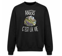 Planetee Sweat Noir Angers c’est la Vie | Molleton Gratté 260 g/m² Col Rond Unisexe XS à 5XL | Pull Sweatshirt Hiver Quotidien | Cadeau Angevin Angevine Homme Femme Anniversaire Noël
