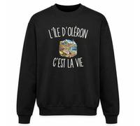 Planetee Sweat Noir L’Île d’Oléron c’est la Vie | Molleton Gratté 260 g/m² Col Rond Unisexe XS à 5XL | Pull Sweatshirt Hiver Quotidien | Cadeau Oléronais Oléronaise Homme Femme Anniversaire Noël