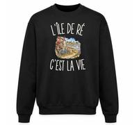Planetee Sweat Noir L’Île de Ré c’est la Vie | Molleton Gratté 260 g/m² Col Rond Unisexe XS à 5XL | Pull Sweatshirt Hiver Quotidien | Cadeau Rétais Rétaise Homme Femme Anniversaire Noël