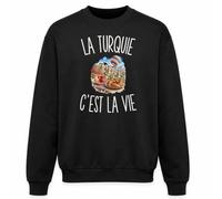 Planetee Sweat Noir La Turquie c’est la Vie | Molleton Gratté 260 g/m² Col Rond Unisexe XS à 5XL | Pull Sweatshirt Hiver Quotidien | Cadeau Turc Turque Homme Femme Anniversaire Noël