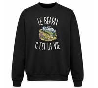 Planetee Sweat Noir Le Béarn c’est la Vie | Molleton Gratté 260 g/m² Col Rond Unisexe XS à 5XL | Pull Sweatshirt Hiver Quotidien | Cadeau Béarnais Béarnaise Homme Femme Anniversaire Noël