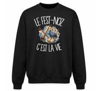 Planetee Sweat Noir Le Fest-noz C'est la Vie | Molleton Gratté 260 g/m² Col Rond Unisexe XS à 5XL | Pull Sweatshirt Hiver Quotidien | Cadeau Danseur Danseuse Homme Femme Anniversaire Noël