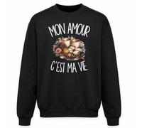 Planetee Sweat Noir Mon Amour C'est ma Vie | Molleton Gratté 260 g/m² Col Rond Unisexe XS à 5XL | Pull Sweatshirt Hiver Quotidien | Cadeau Amoureux Amoureuse Homme Femme Anniversaire Noël