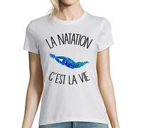 Planetee T-Shirt Femme Bio Natation C'est la Vie L