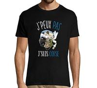 Planetee T-Shirt Homme J'peux Pas J'suis Corse Noir