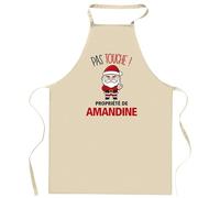 Planetee Tablier Amandine Pas Touche Père Noël - Cadeau Secret Santa original pour Cuisinier Vêtement Noël Barbecue Jardinage et tâches ménagères