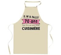 Planetee Tablier anniversaire 70 ans Pour être une aussi bonne cuisinière | Cadeau original Âge pour Cuisinière | Vêtement Blouse protection pour Cuisine