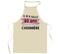 Planetee Tablier anniversaire 80 ans Pour être une aussi bonne cuisinière | Cadeau original Âge pour Cuisinière | Vêtement Blouse protection pour Cuisine