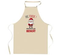 Planetee Tablier Benoît Pas Touche Père Noël - Cadeau Secret Santa original pour Cuisinier Vêtement Noël Barbecue Jardinage et tâches ménagères