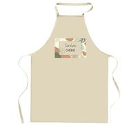 Planetee tablier cuisine coton beige Caroline Chérie design graphique protection vêtements cuisine pâtisserie barbecue idée cadeau femme anniversaire Noël