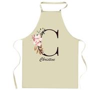 Planetee Tablier de cuisine Christine Lettre | Cadeau Femme pour Cuisinière Vêtement Blouse de protection Barbecue Jardinage Tablier de Travail Tâches ménagères
