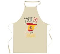 Planetee Tablier de cuisine espagnol J'peux pas | Cadeau Original pour passionnés Vêtement Blouse de protection Barbecue Jardinage Tablier de Travail Tâches ménagères
