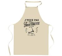 Planetee Tablier de Cuisine J’peux pas j’ai Trottinette | Coton 90 × 60 cm Cou Ajustable Nouage dans le Dos | Pâtisserie Barbecue Atelier | Cadeau Homme Femme Fête des Pères