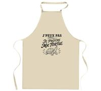 Planetee Tablier de Cuisine J’peux pas je préfère ma Tortue | Coton 90 × 60 cm Cou Ajustable Nouage dans le Dos | Pâtisserie Barbecue Atelier | Cadeau Homme Femme Fête des Pères