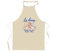 Planetee Tablier de Cuisine La danse, toujours une bonne idée | Coton 90 × 60 cm Cou Ajustable Nouage dans le Dos | Pâtisserie Barbecue Atelier | Cadeau Danseur Danseuse Homme Femme Fête des Pères