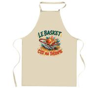 Planetee Tablier de Cuisine Le basket c'est ma thérapie | Coton 90 × 60 cm Cou Ajustable Nouage dans le Dos | Pâtisserie Barbecue Atelier | Cadeau Homme Femme Fête des Pères