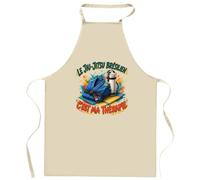 Planetee Tablier de Cuisine Le jiu-jitsu brésilien c'est ma thérapie | Coton 90 × 60 cm Cou Ajustable Nouage dans le Dos | Pâtisserie Barbecue Atelier | Cadeau Homme Femme Fête des Pères