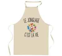 Planetee Tablier de Cuisine Le Jonglage c’est la vie | Coton 90 × 60 cm Cou Ajustable Nouage dans le Dos | Pâtisserie Barbecue Atelier | Cadeau Jongleur Jongleuse Homme Femme Fête des Pères