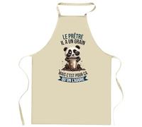 Planetee Tablier de cuisine Le Prêtre Panda Grain Café | Cadeau Original Humour pour Cuisinier Vêtement Blouse de protection Barbecue Jardinage Tablier de Travail Tâches ménagères