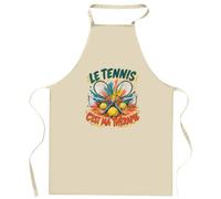 Planetee Tablier de Cuisine Le tennis c'est ma thérapie | Coton 90 × 60 cm Cou Ajustable Nouage dans le Dos | Pâtisserie Barbecue Atelier | Cadeau Homme Femme Fête des Pères