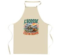 Planetee Tablier de Cuisine L'écosse c'est ma thérapie | Coton 90 × 60 cm Cou Ajustable Nouage dans le Dos | Pâtisserie Barbecue Atelier | Cadeau Homme Femme Fête des Pères