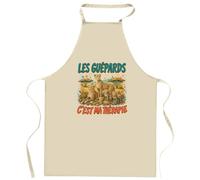 Planetee Tablier de Cuisine Les guépards c'est ma thérapie | Coton 90 × 60 cm Cou Ajustable Nouage dans le Dos | Pâtisserie Barbecue Atelier | Cadeau Homme Femme Fête des Pères