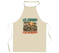 Planetee Tablier de Cuisine Les léopards c'est ma thérapie | Coton 90 × 60 cm Cou Ajustable Nouage dans le Dos | Pâtisserie Barbecue Atelier | Cadeau Homme Femme Fête des Pères