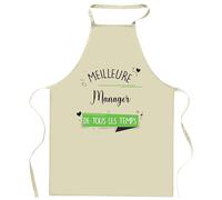 Planetee Tablier de cuisine Manager Meilleure de tous les temps | Cadeau Original Humour pour Cuisinière Vêtement Blouse de protection Barbecue Jardinage Tablier de Travail Tâches ménagères