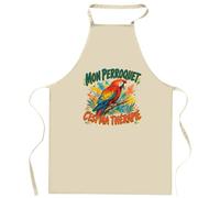 Planetee Tablier de Cuisine Mon perroquet c'est ma thérapie | Coton 90 × 60 cm Cou Ajustable Nouage dans le Dos | Pâtisserie Barbecue Atelier | Cadeau Homme Femme Fête des Pères