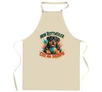 Planetee Tablier de Cuisine Mon rottweiler c'est ma thérapie | Coton 90 × 60 cm Cou Ajustable Nouage dans le Dos | Pâtisserie Barbecue Atelier | Cadeau Homme Femme Fête des Pères
