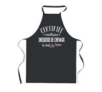 Planetee Tablier de Cuisine Noir Certifiée meilleure Dresseuse de Chevaux - Cadeau Femme, Barbecue, Jardinage, Tâches ménagères