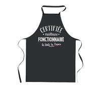 Planetee Tablier de Cuisine Noir Certifiée meilleure Fonctionnaire - Cadeau Femme, Barbecue, Jardinage, Tâches ménagères