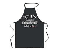 Planetee Tablier de Cuisine Noir Certifiée meilleure Fonctionnaire des Impôts - Cadeau Femme, Barbecue, Jardinage, Tâches ménagères